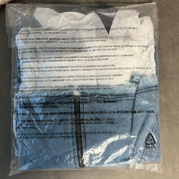 Anthropologie x Mable cropped varsity denim jacket faux leather sleeves  Small - Picture 6 of 6